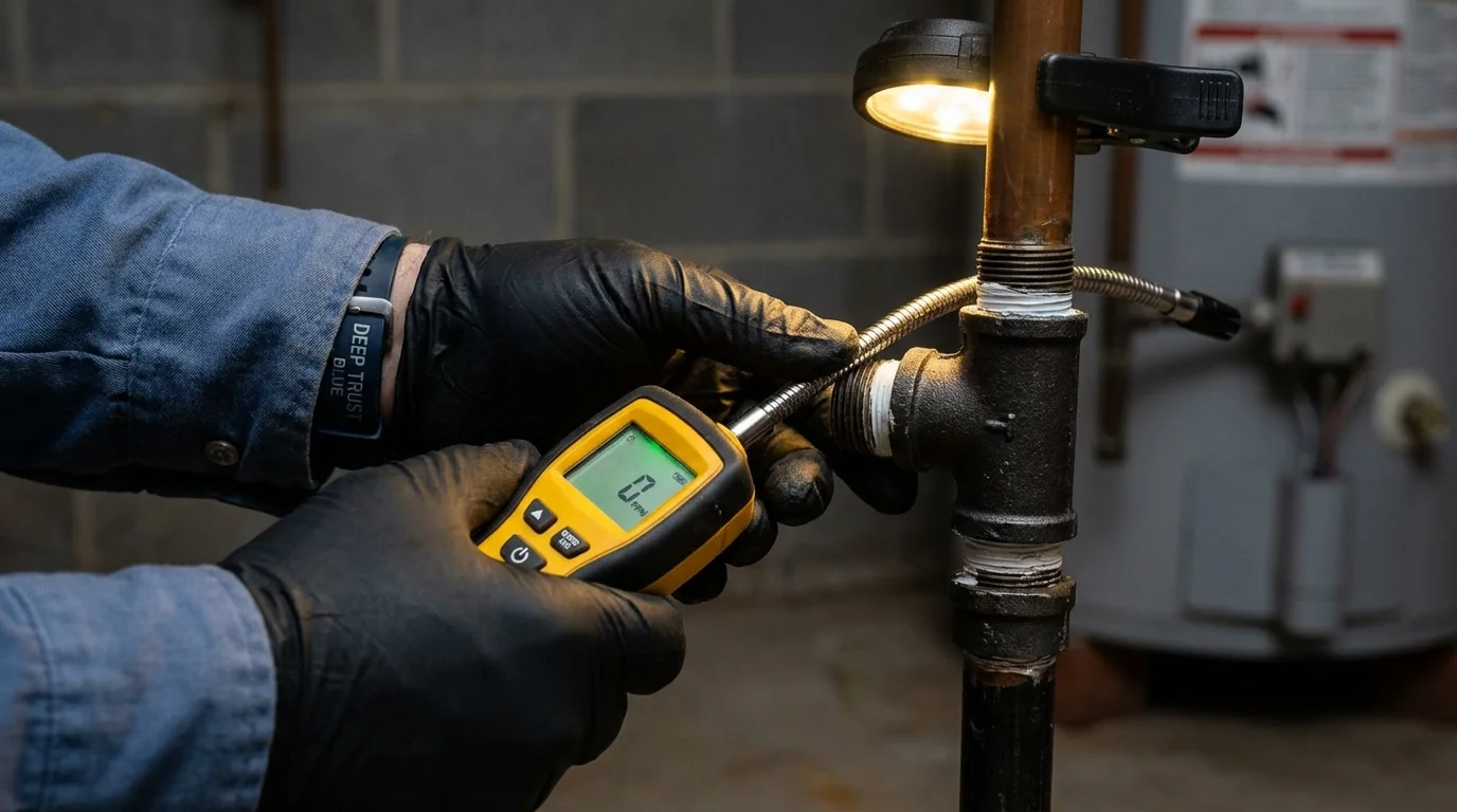 Gas leak detection with electronic sniffer by Johns Plumbing LLC in Elon